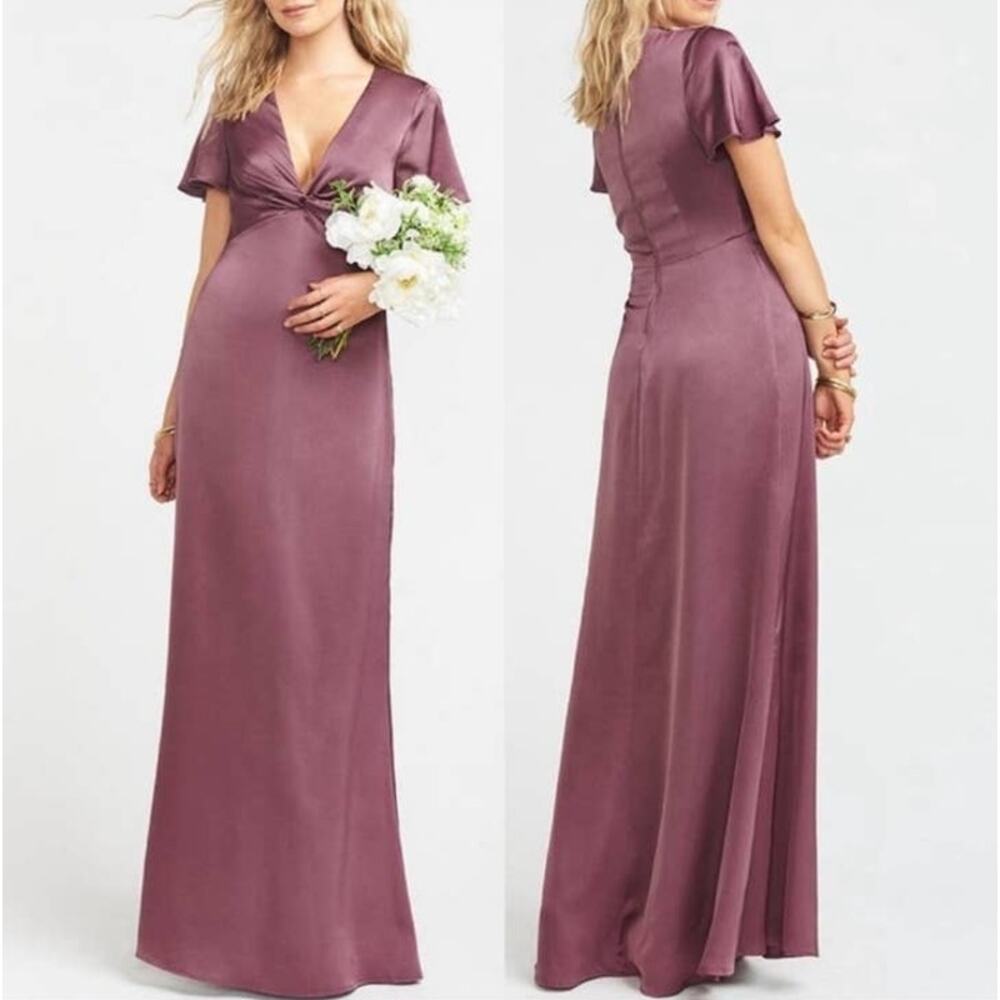 Show Me Your MuMu Rome Twist Gown Dusty Plum Luxe Satin Small NWT - Picture 10 of 10